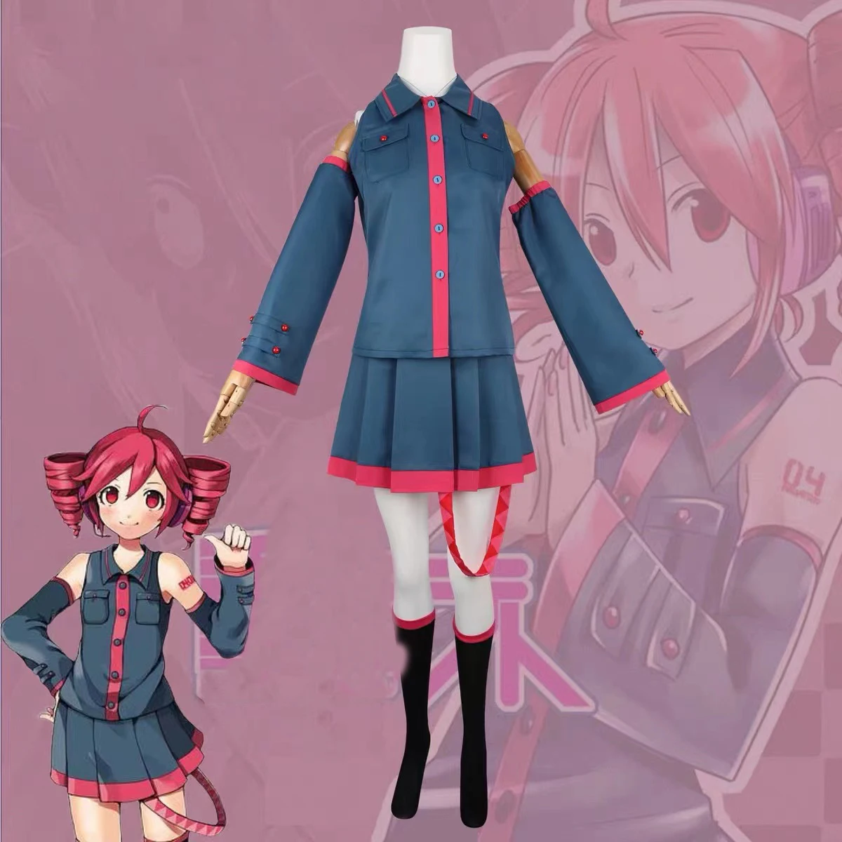 

Kasane Teto Cosplay Costume Anime Miku Vtuber Top+Skirt Uniform Carnival Halloween Party Cosplay Performance Suit For Women