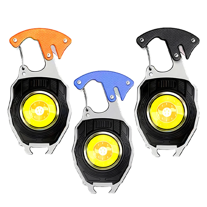 LED Flashlight Portable Multifunctional Mini Keychain Lamp USB Rechargeable Work Light Strong Torch Camping Outdoor Lantern