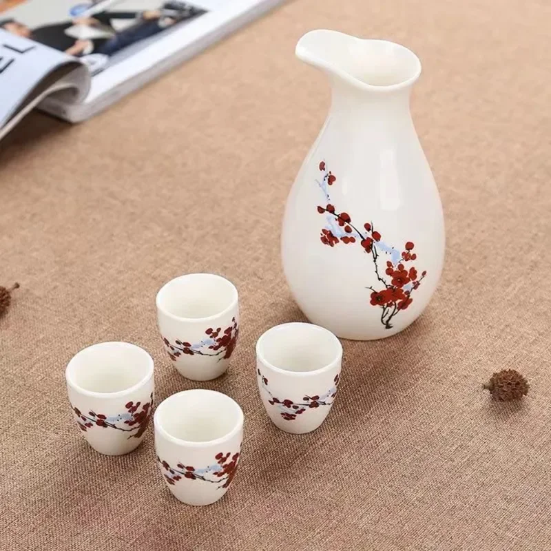 9-Piece Set Ceramic Wine Cup Flagon Antique Wine Dispenser Sake Cup Wine Pot Combination Set Alcohol Bottle Gift Box Packaging