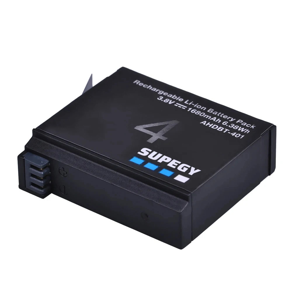 SUPEGY 1680mAh Hero 4 Battery Replacement + USB Charger for GoPro HERO4 GoPro AHDBT-401 Action Camera Bateria
