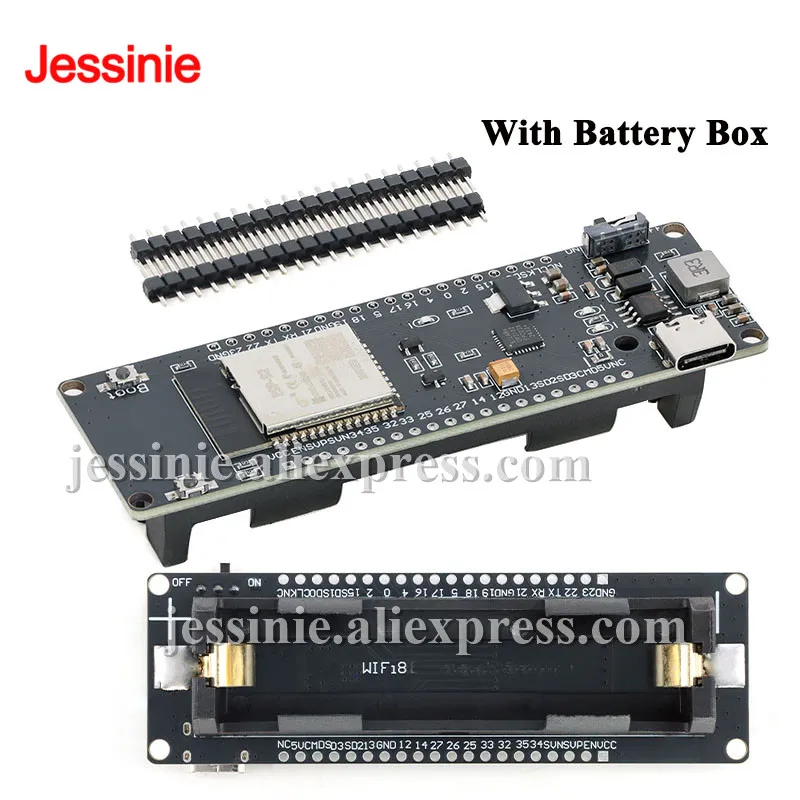 ESP32 Development Board with WiFi Ble Bluetooth-Compat 18650 Battery Holder Learning Evaluation Industrial Control Board ESP-32