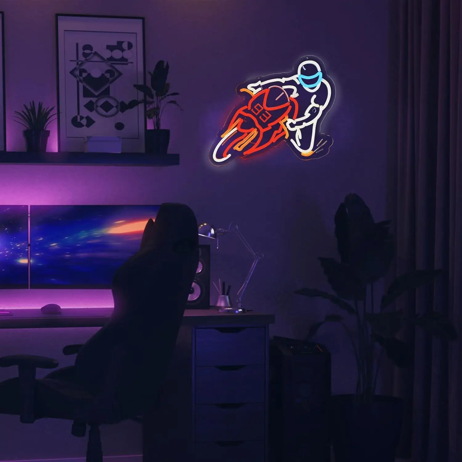 Motorcycle Racing Cornering Neon Sign USB Dimmable Neon Lights for Garage Auto Room Repair Shop Workshop Decor Birthday Gifts view 2
