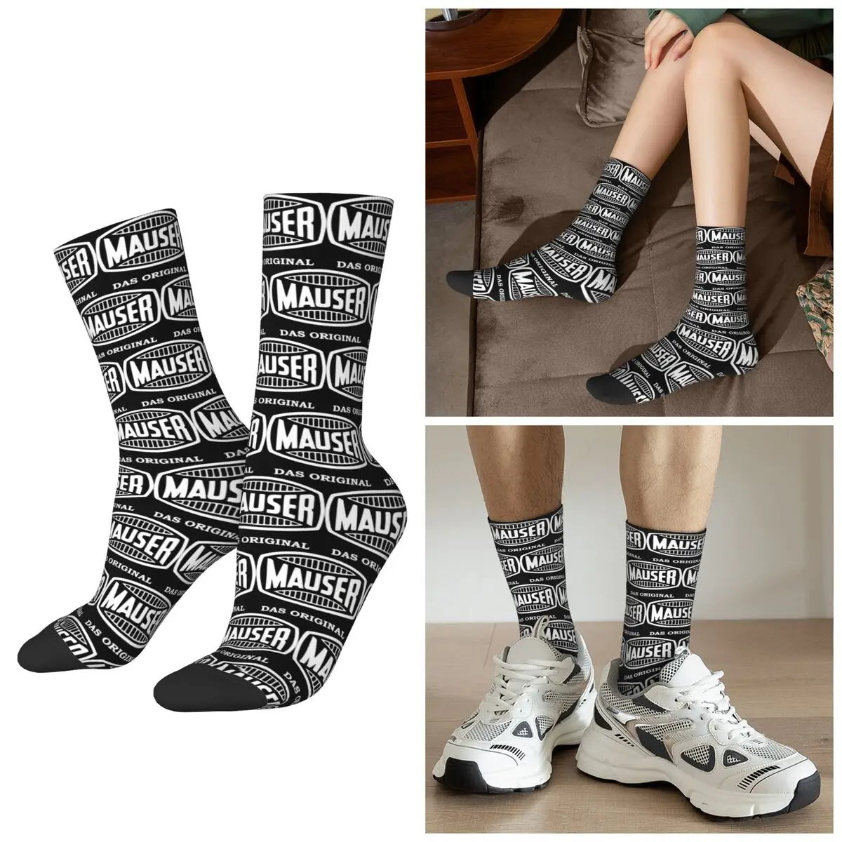 

All Seasons Mauser Logo Merchandise Socks Harajuku Crew Socks High Quality Stockings for Men Women Christmas Gifts