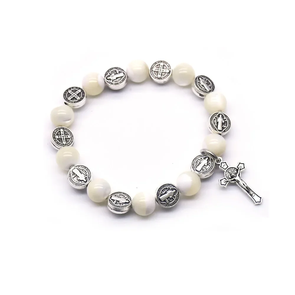 Saint Benedict Exorcism Bracelets for Men Woman Beaded Cross Catholicism Wristband Religious Jewelry