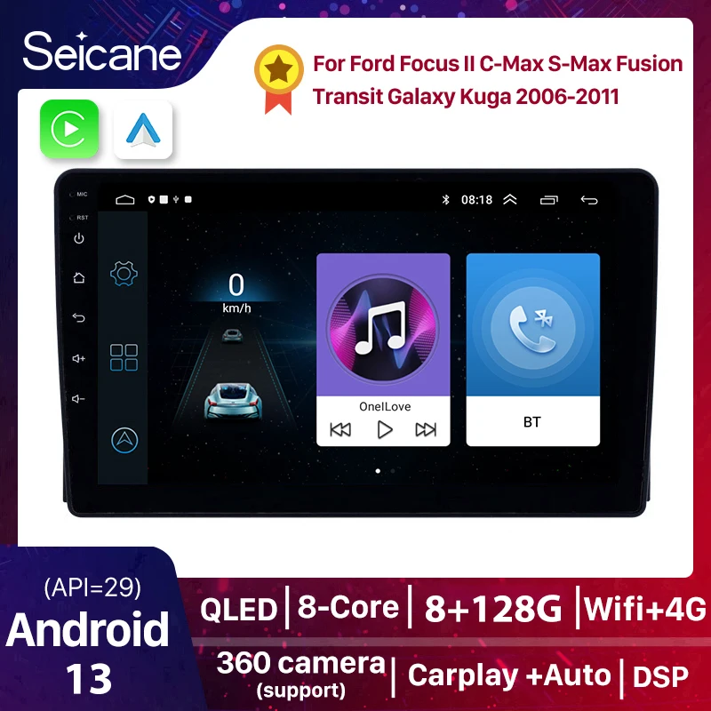 

Carplay Auto 2din Android 13 Автомобильный GPS радио головное устройство плеер для Ford Focus II C-Max S-Max Fusion Transit Galaxy Kuga 2006-2011