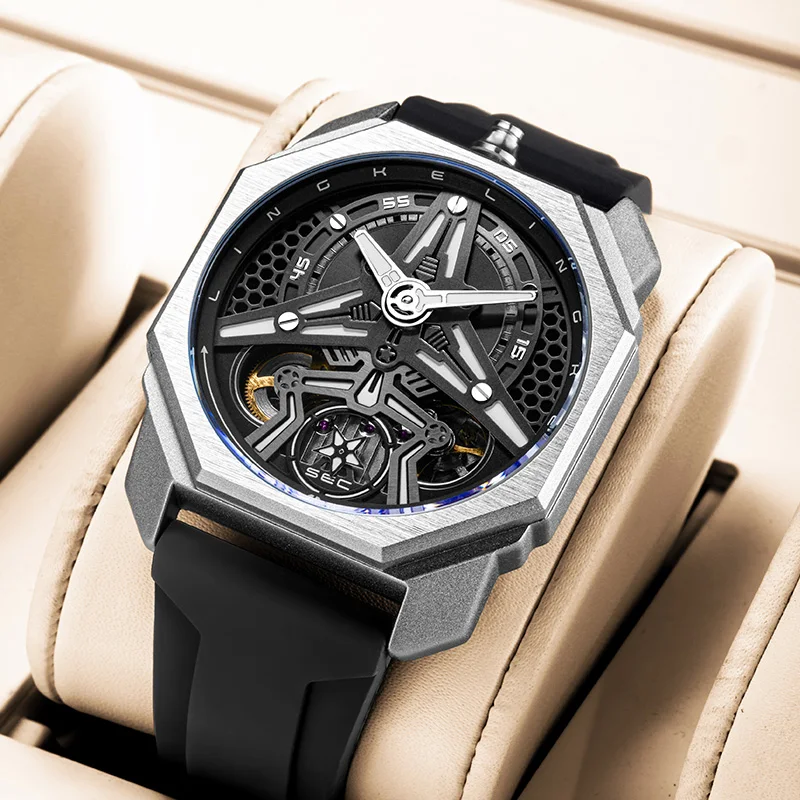 Mens Skeleton Dial Sport Mechanical Watches For Men Luxury Brand Special Designs Watch Waterproof Quartz Wristwatch Montre Homme