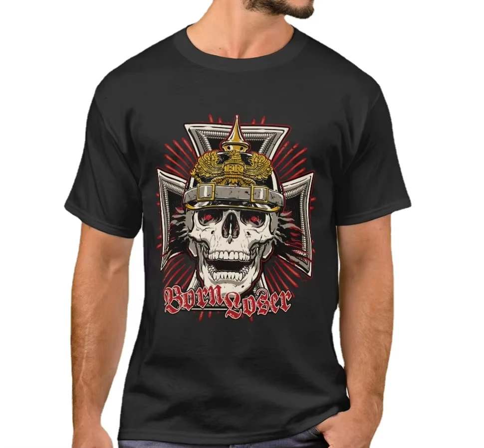 

Футболка WWI German Iron Cross Prussian Pickelhaube Skull Soldier. Летняя хлопковая мужская подарочная футболка с коротким рукавом и круглым вырезом, новинка S-3XL