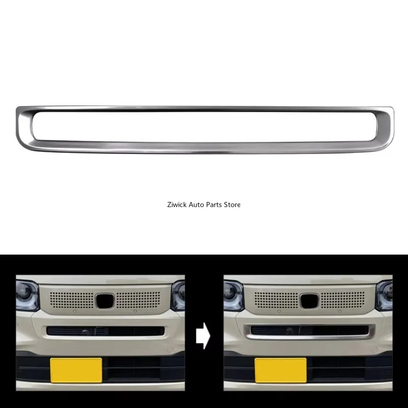 1 PCS Front Grill Grille Cover Trim Car Grills for Honda N-BOX Nbox Custom JF5 JF6 Steel Chrome Car Styling External Accessories