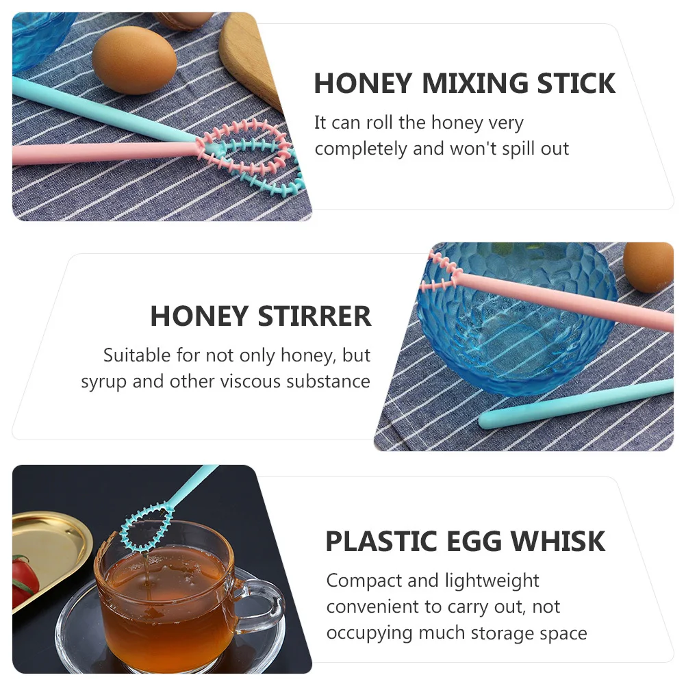 

4Pcs Honey Mixing Sticks Premium Plastic Egg Whisk Kitchen Manual Syrup Stirring Rods Plastic Egg Whisk