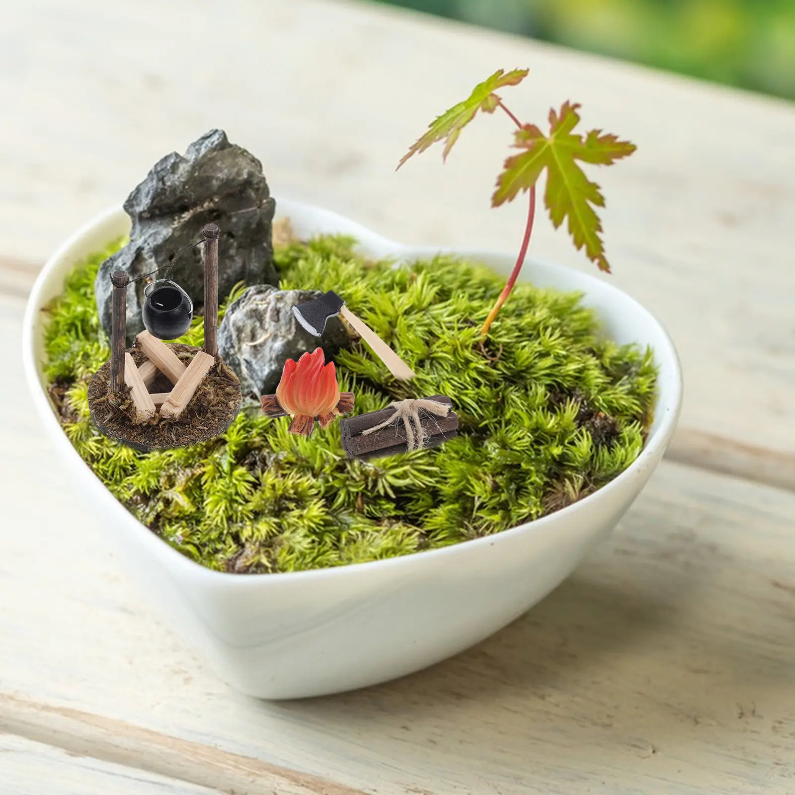 

1Set Miniature Vintage Hanging Stove Wooden Ornament Decorative Micro Landscape Dollhouse Stove Kitchen Accessories Bonfire