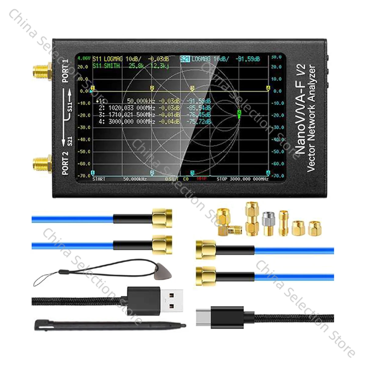 NanoVNA-F V2 Vector Network Analyzer 50KHz-3GHz Antenna Analyzer HF VHF UHF VNA with 5000MAh-Measuring S Parameters