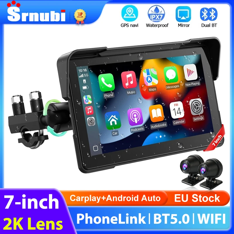 5/7 zoll Motorrad DVR IPX7 Wasserdichte Motorrad Navigation GPS Drahtlose Carplay Android Auto Tragbare Moto Display Monitor
