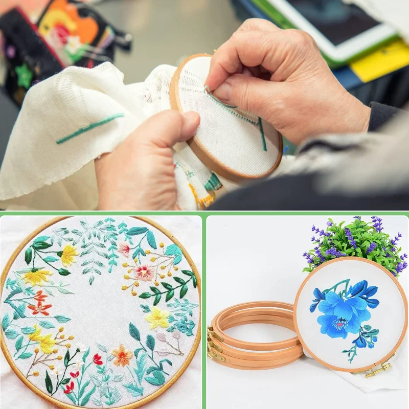 8Pcs Wooden Embroidery Hoops, Round Cross Stitch Rings for Embroidery, Knitting, Sewing & Christmas Decor