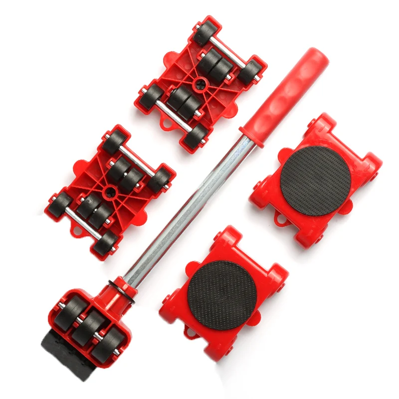 

Dropshipping Furniture Mover Set Furniture Mover Tool Transport Lifter Heavy Stuffs Moving Wheel Roller Bar Hand Tools 5 Pcs Set