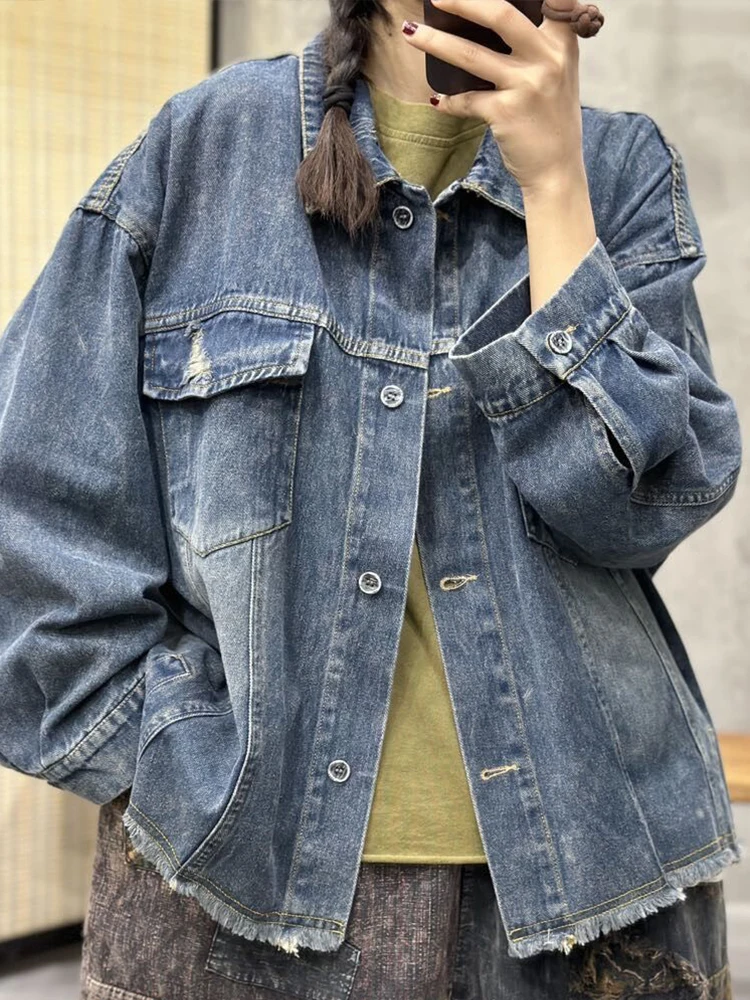 Max LuLu British 2024 Autumn Womens Vintage Leisure Denim Jacket Fashion Loose Punk Coats Classic Female Luxury Harajuku Clothes