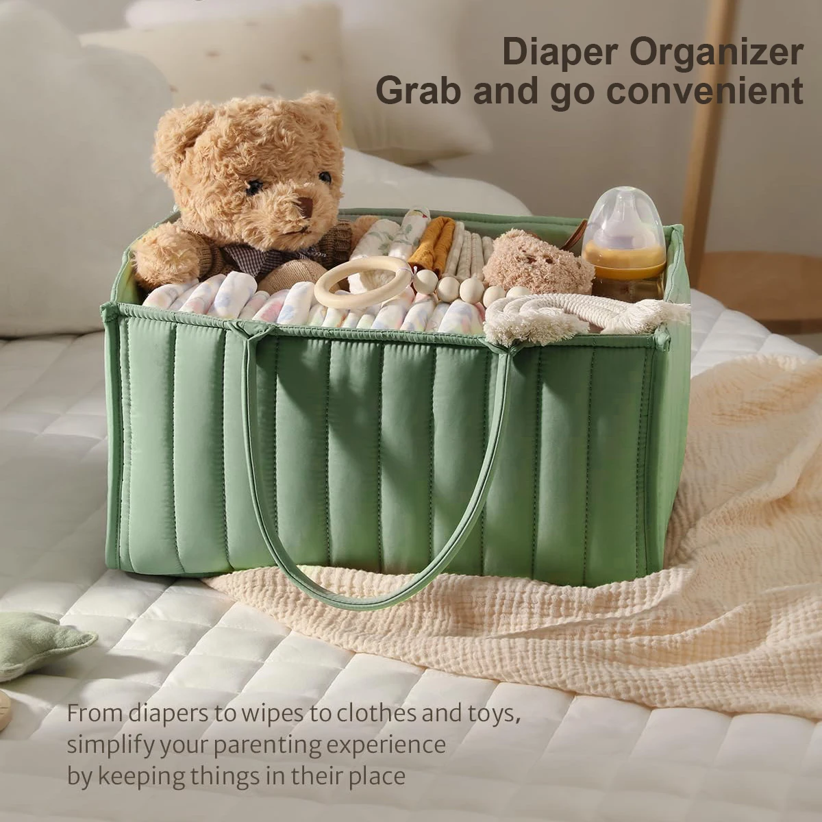 Baby Diaper Caddy Organizer, Stylish Nursery Storage Basket, Baby Registry Must Have, Newborn Essentials for Diaper Station