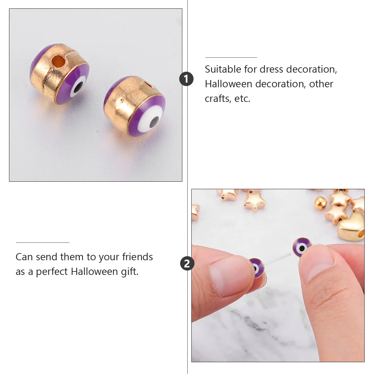 

100Pcs Evil Eye Beads Alloy Halloween DIY Jewelry Making Beads Charms Scary Eyes Bracelet Accessories Evil Eye Bead