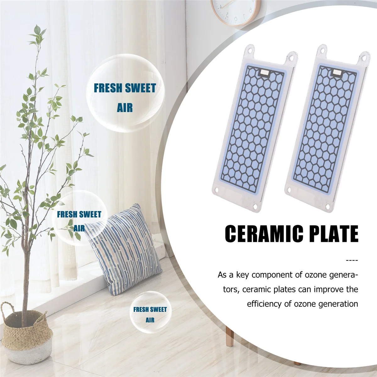 Newest! 2 Piece Portable Ceramic Ozone Generator Double Integrated Ceramic Plate Ozonizer Air Water Air Purifier Parts-5G