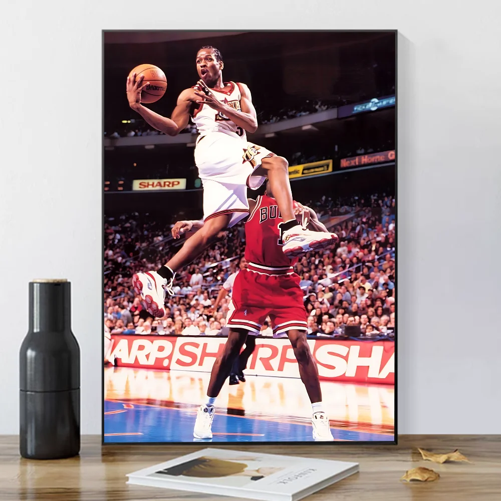 Baskerball-Allen Iverson Whitepaper Poster Waterproof Paper Sticker Coffee House Bar Aesthetic Art Wall Painting