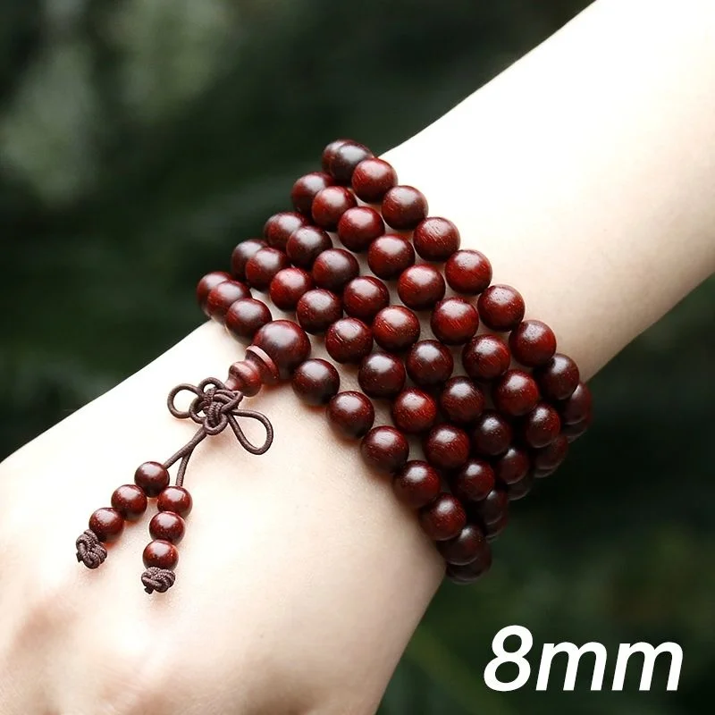 Natural Indian Leaf Rosewood Bracelet 108 Beads Transfer Beads Bracelet for Men and Women Luca Rosary Gift