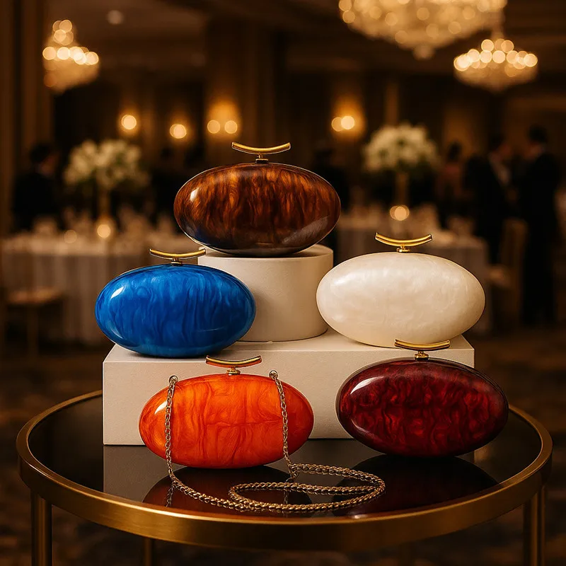 

Роскошная модная сумка через плечо с акриловой цепочкой и яйцом, 2022, женская брендовая вечерняя сумка-клатч овальной формы в форме ракушки, свадебная банкетная сумка