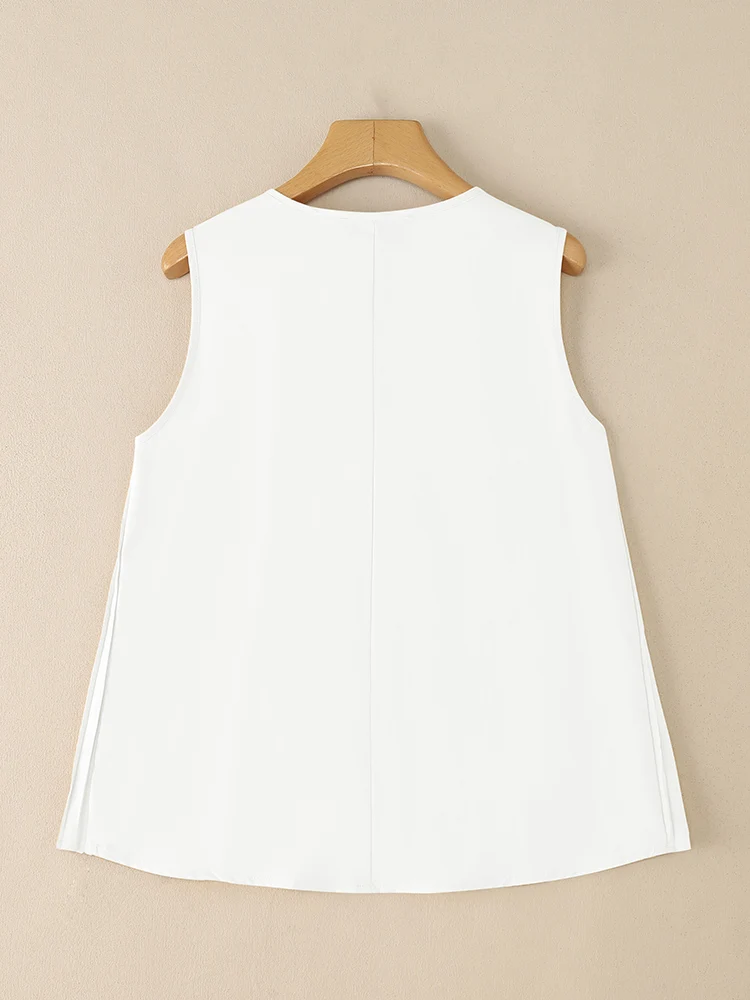 ZANZEA 2025 Summer Camis Women Stylish Holiday Tanks Tops Sleeveless Lace Patchwork Blouse Solid Pleated Work Shirt Mujer Femme