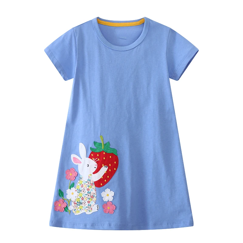 Little Maven 2026 Sommer-Kinderkleidung, Kleid für Babys, bestickte Cartoon-Kaninchen, Freizeitkleider, Baumwolle, Kinderkleidung
