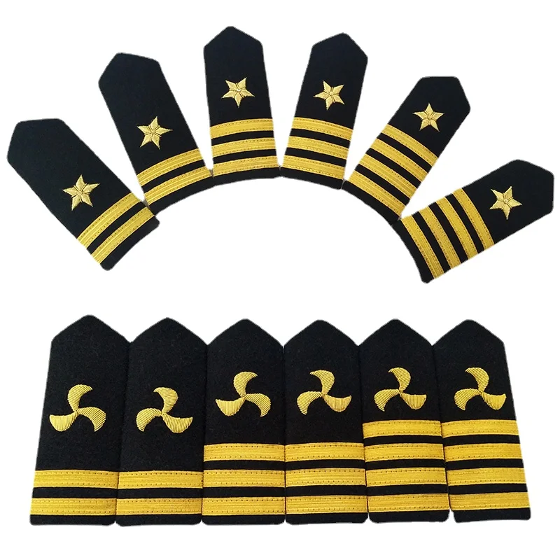 Indian Silk Captain Epaulets Sailor Uniform Epaulettes Anchor Propeller Bars Shirts Shoulder Board Knot Badges DIY Accessories