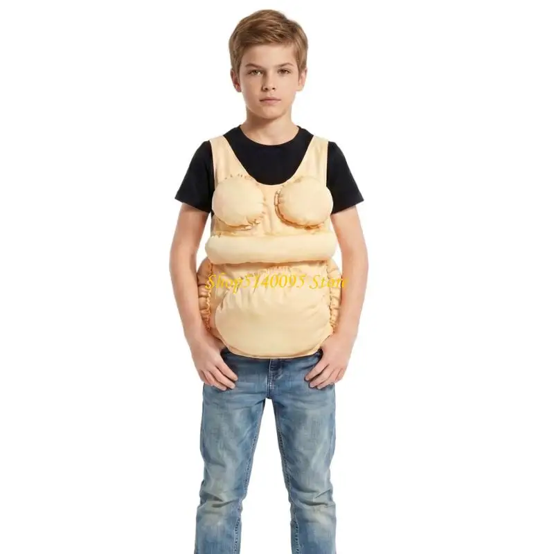 DXAE Character Belly Costume Top with Padded Chest for Halloween Stage Show Fun