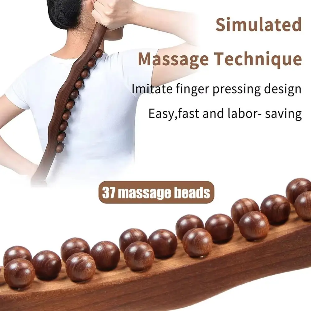 Durable 37 Beads Body Massaging Stick Relax Therapy Handheld Acupoint Massager Universal Massage Tool