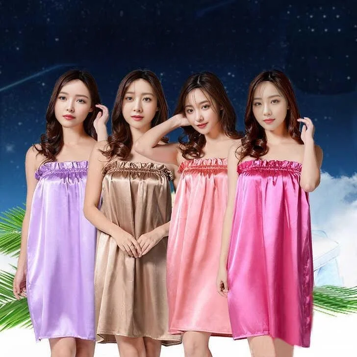 Bata de salón de belleza tipo pareo para mujer, primavera-verano, para sauna y baño de vapor, de fibra mixta
