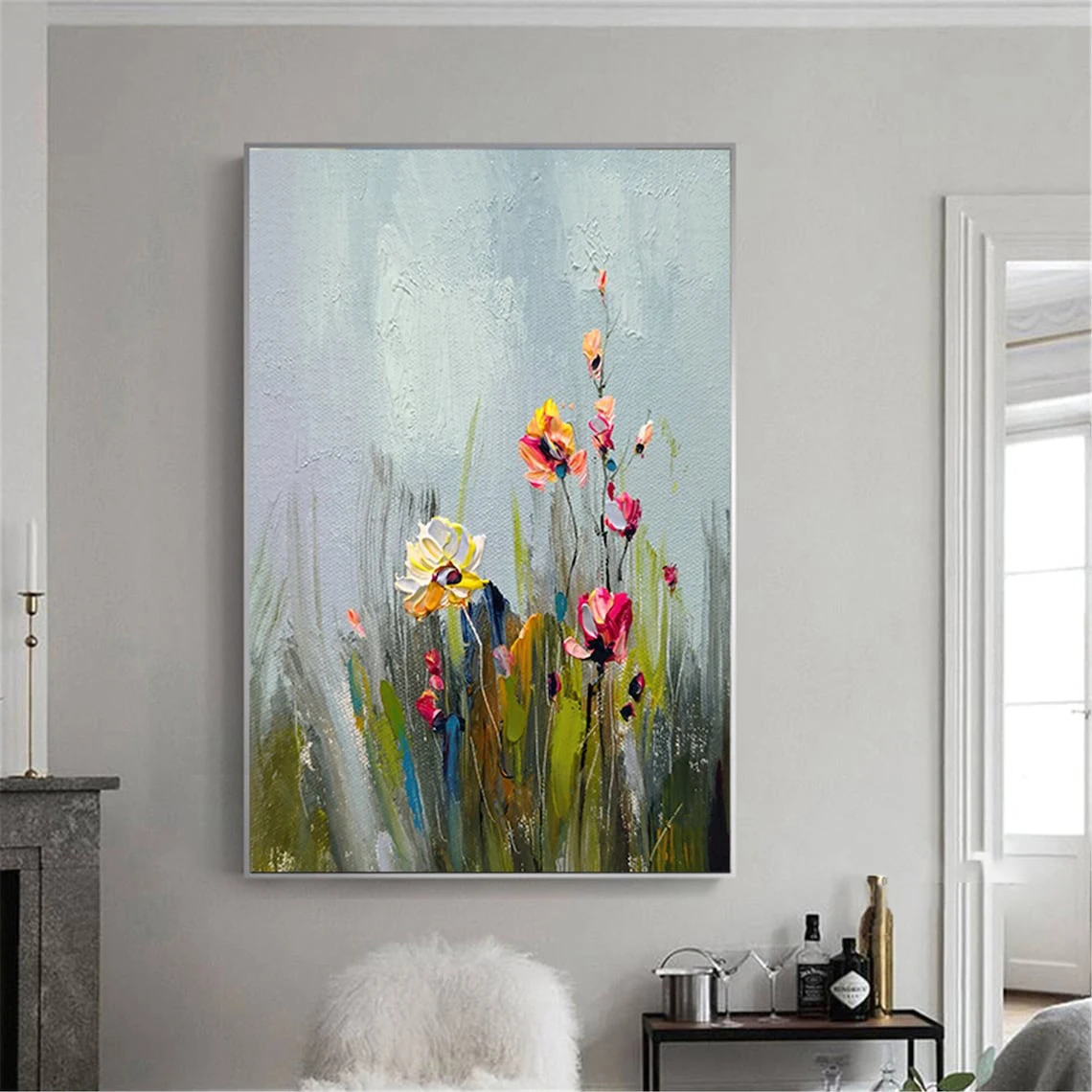

Colorful Wall Decor Home Decor Large Painting Canvas Wall Art Flower Painting Textured Handmade Bright painting Large Modern Art