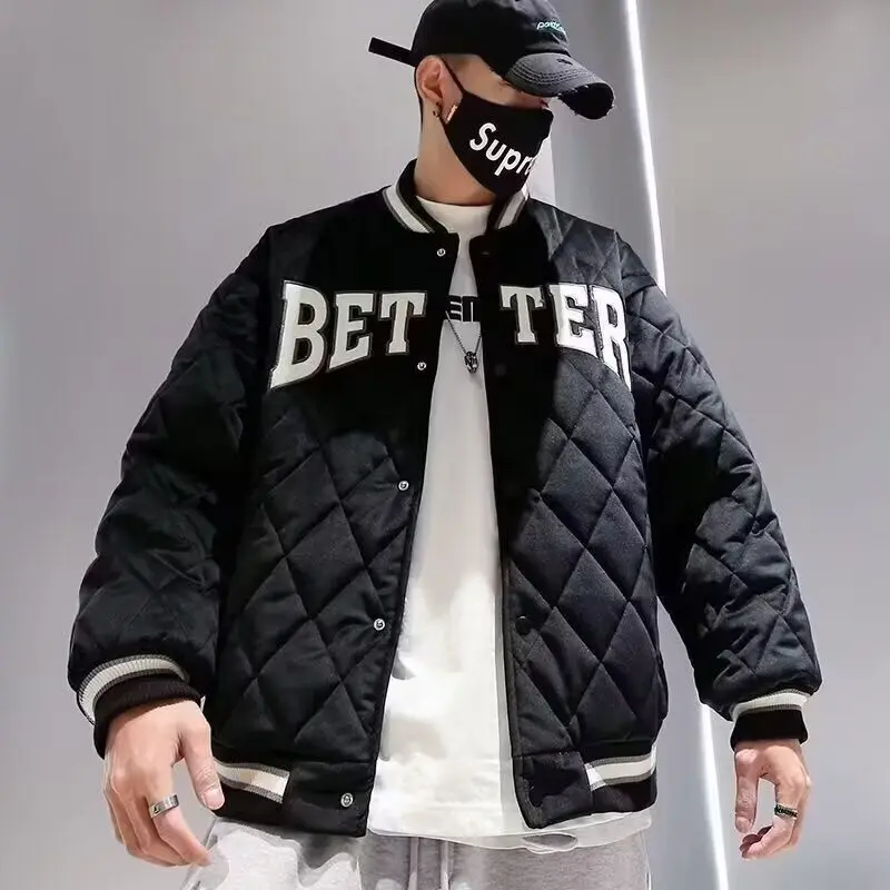 

Men's Winter Thiened Fce Lined Bread Coat Simple Faionable Casual Polyester Fiber Fill Hooded Zipper Closure Cotton Ja...