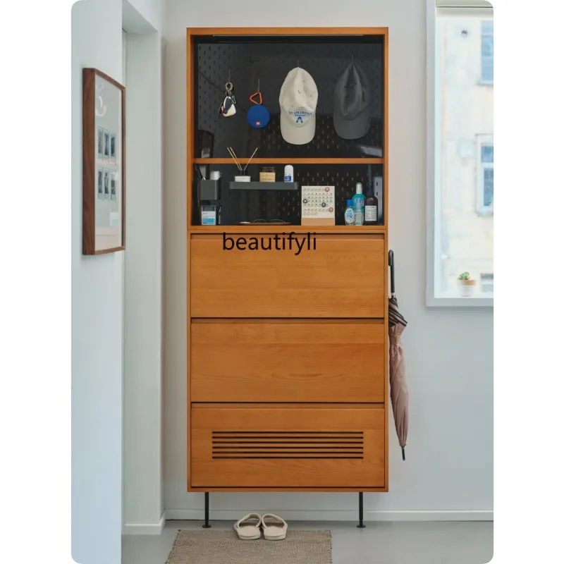 

Shoe Cabinet | Nordic Retro Porch Ultra-Thin Ultra-Narrow Storage Cabinet Tipping Bucket Cabinet