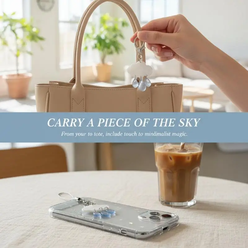 Unique Cloud Raindrop Keychain with Delightful Charms for Trendy Mobile Phone Accessories