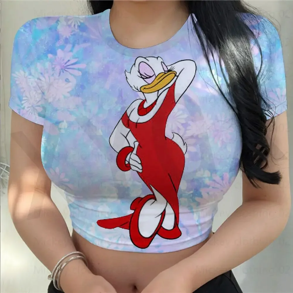 Women's T Shirt Disney Cartoon Brand T Shirt Donald Duck / Minnie Summer Casual Top Print Fashion Sexy Skinny Oversized T Shirt image 6