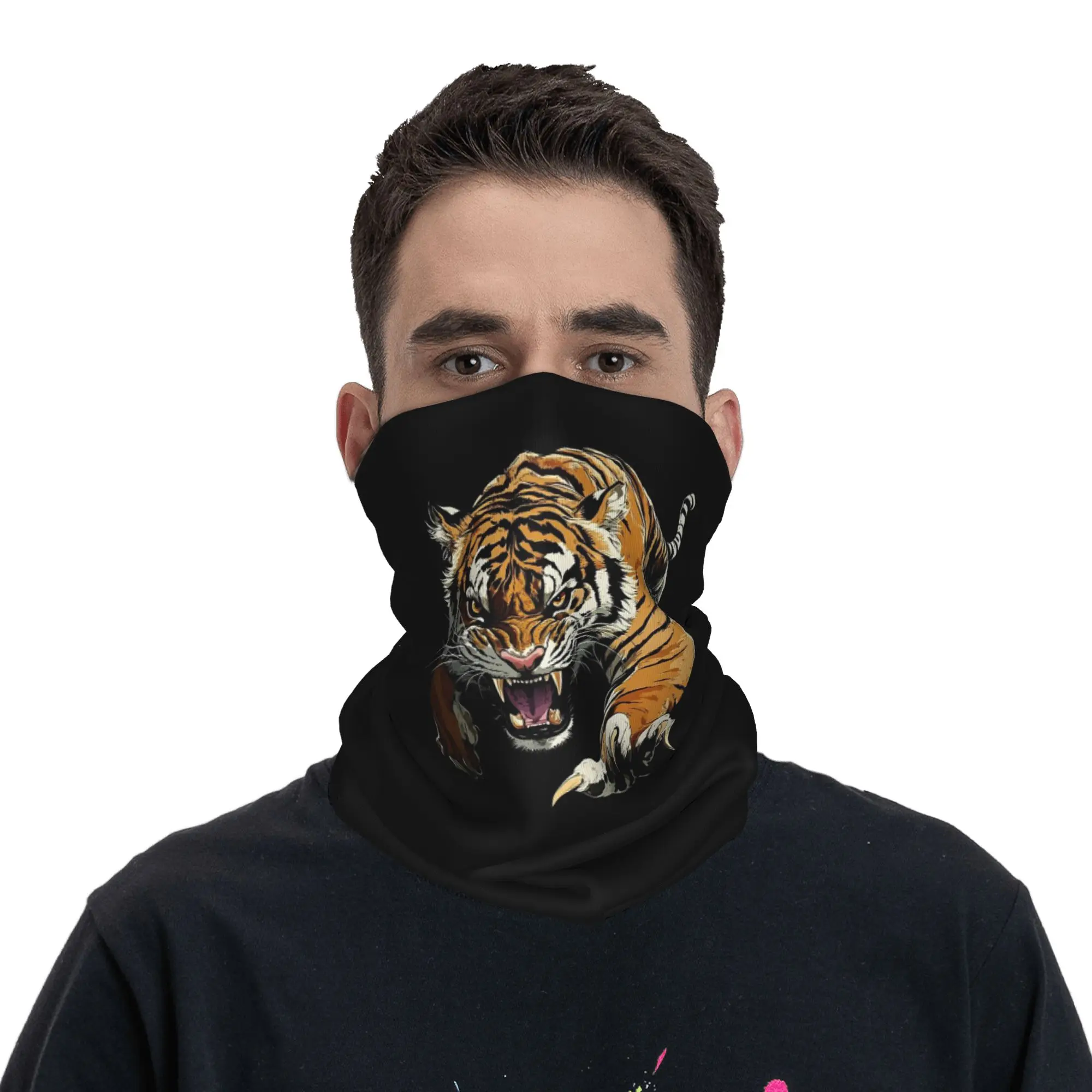 Tiger Wild Animal Bandana Neck Gaiter Printed Wrap Scarf Cycling Scarf Cycling for Men Women Adult Windproof