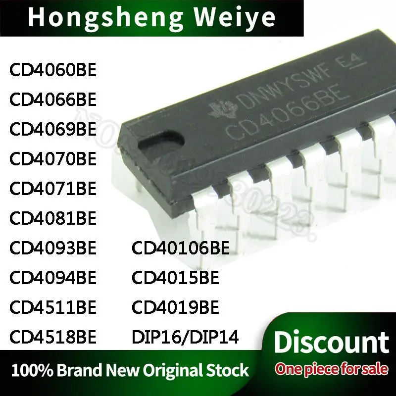 10Pcs New CD4060BE CD4066 4069 4070 4071 4081 4093 4094 4511 4518 40106 4015 4019 BE DIP16 DIP14 IC Chip