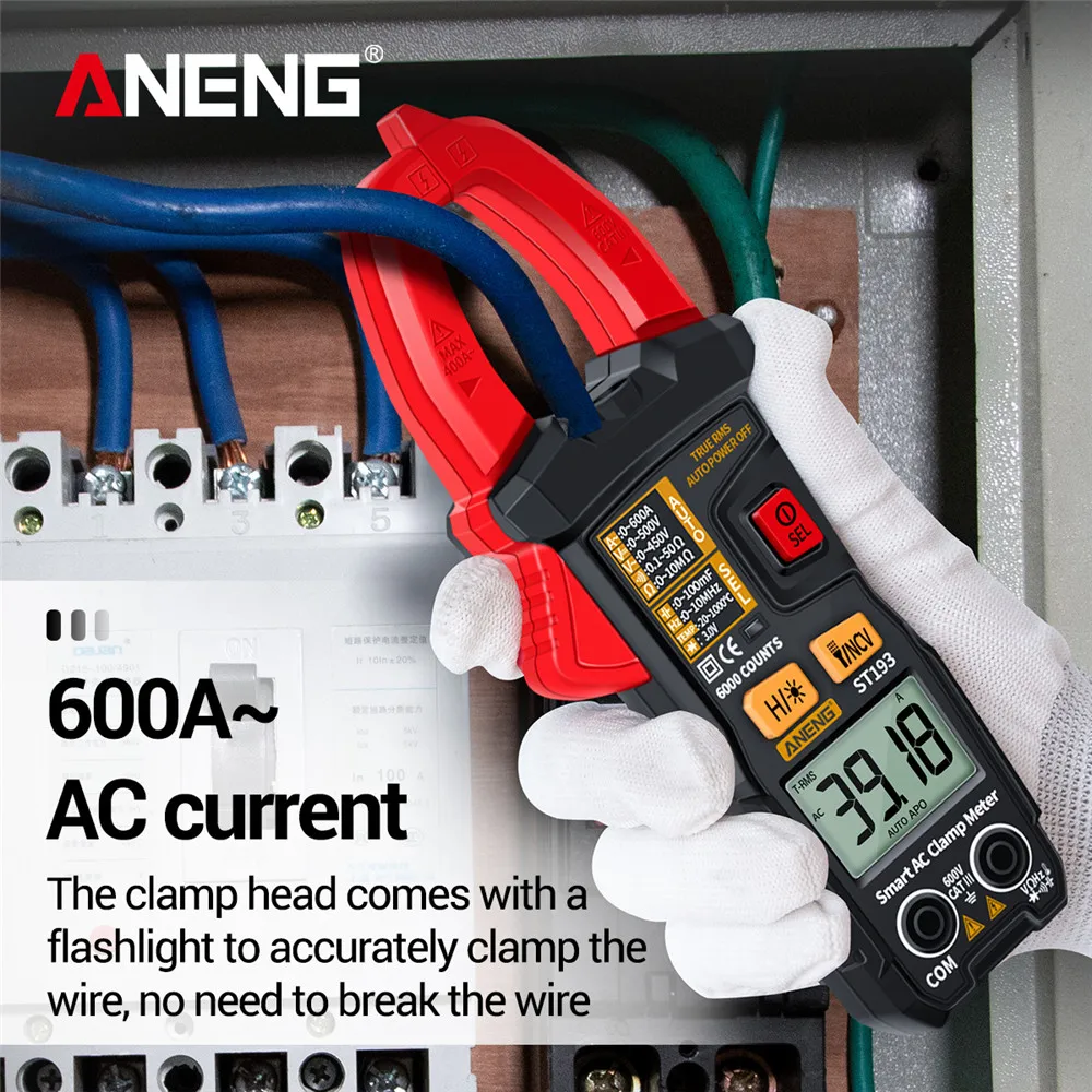 Digitale Clamp Meter AC DC Strom Multimeter Amperemeter Voltmeter Ohm Widerstand Testing Tool Aktuelle Digitale Multimeter ANENGST193