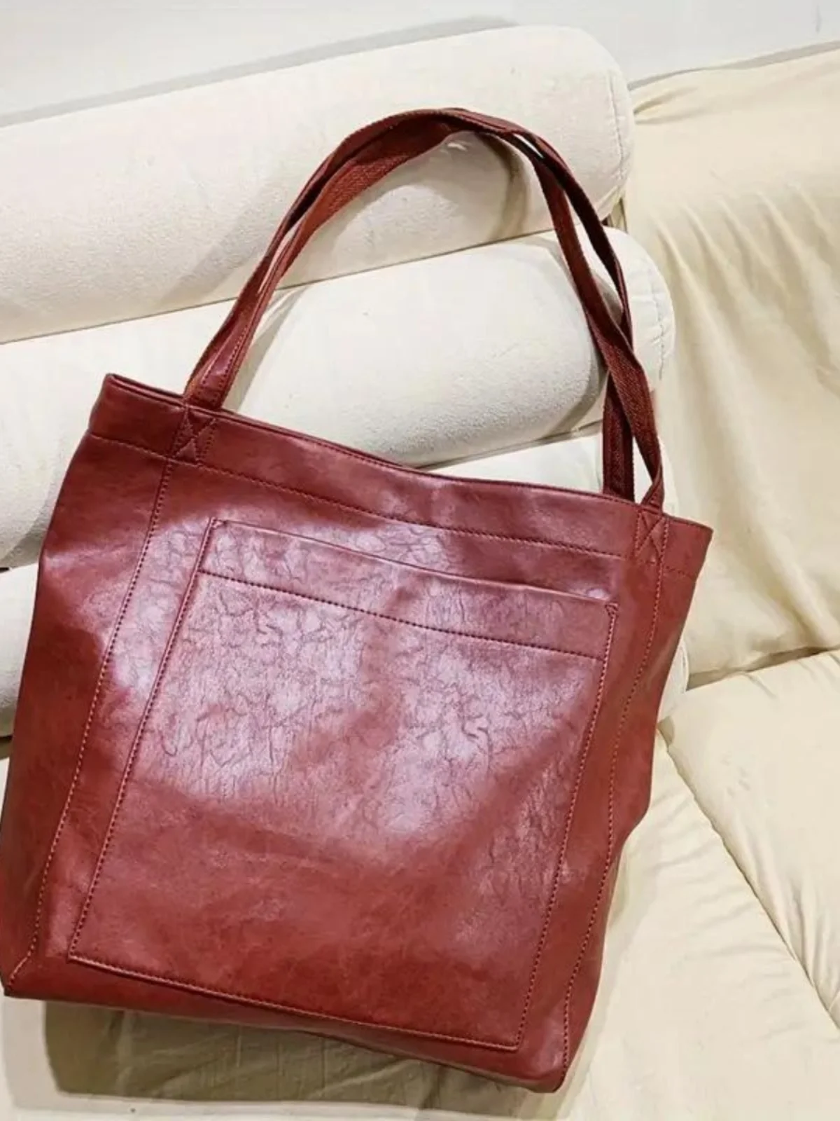 

Большая сумка-тоут в стиле ретро, женская универсальная сумка на одно плечо, модная сумка через плечо Briti Sle из мягкой искусственной кожи