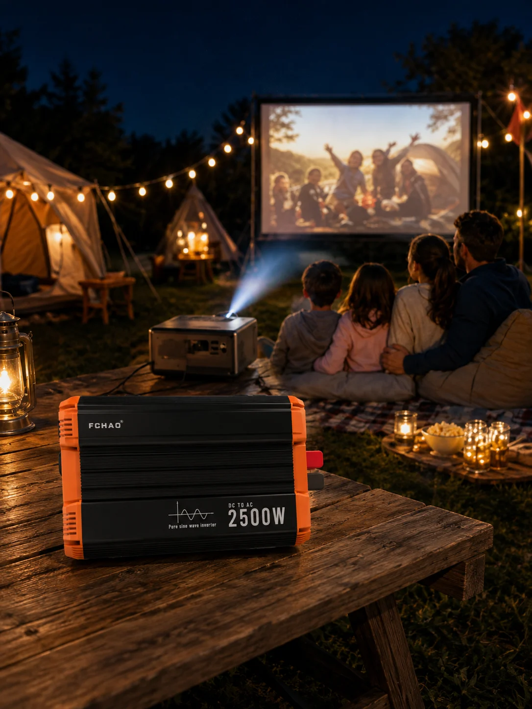 FCHAO 2500W Reiner Sinus-Wechselrichter 12V oder 24V DC zu 230V AC, 5000W Spitzenleistung, LCD-Display, 50Hz Deutsche Steckdose für Wohnmobil Camping Notstromversorgung