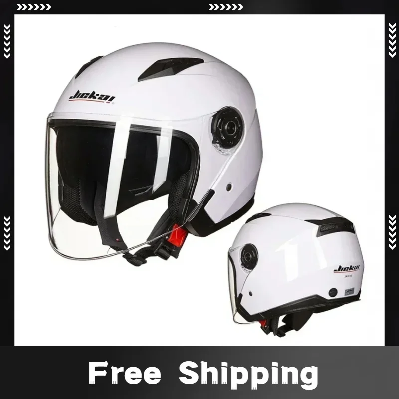 JIEKAI Motorcycle Helmet Men Women Half Helmet Four Seasons Anti-Fog Double Lens Fashion Summer Sun Protection Motocross Helmets