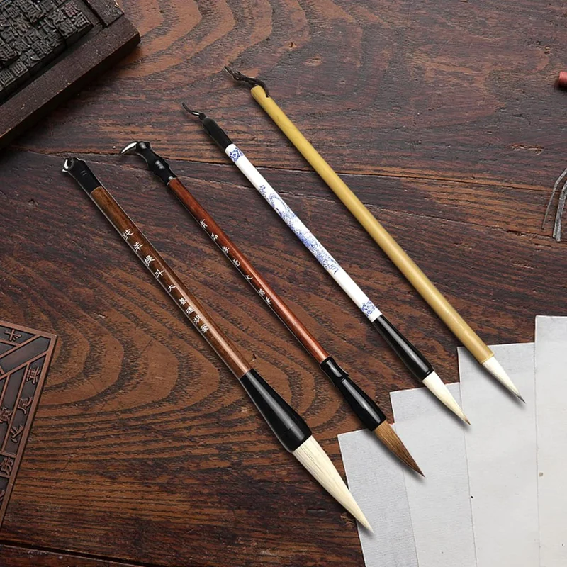 15Pcs Chinese Writing Brushes With Roll-Up Brush Holder Watercolor Art Ceramic Ink Painting Writing