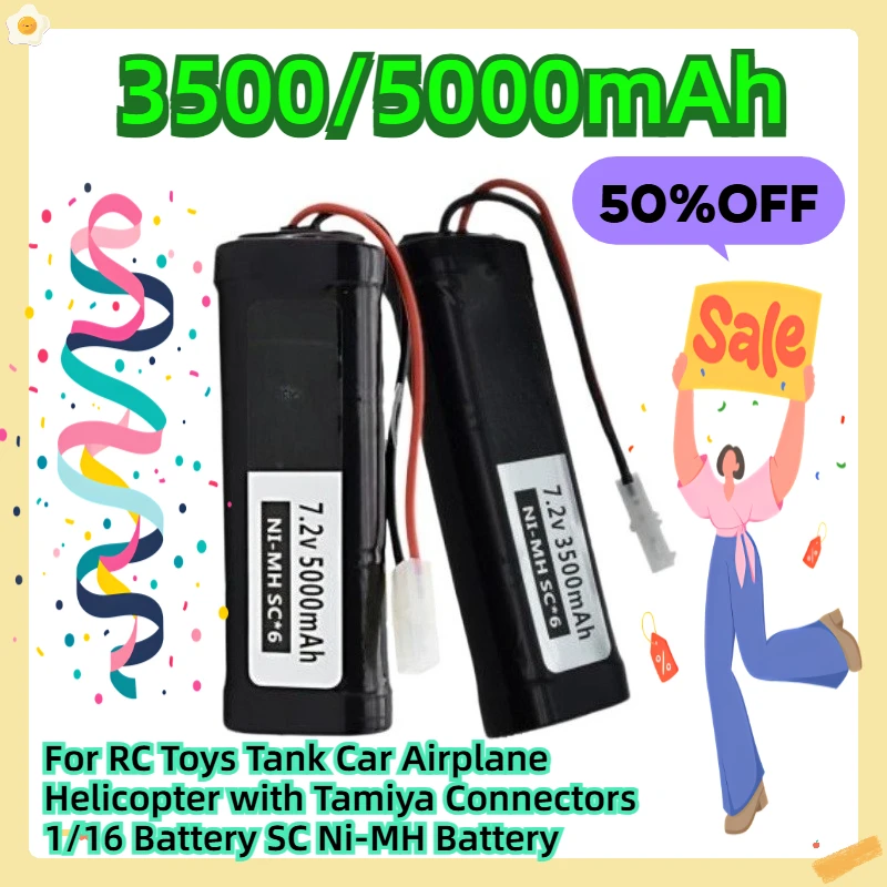 

For RC Toys Tank Car Airplane Helicopter with Tamiya Connectors 1/16 7.2v 3500mAh 5000mAh Battery SC Ni-MH Battery
