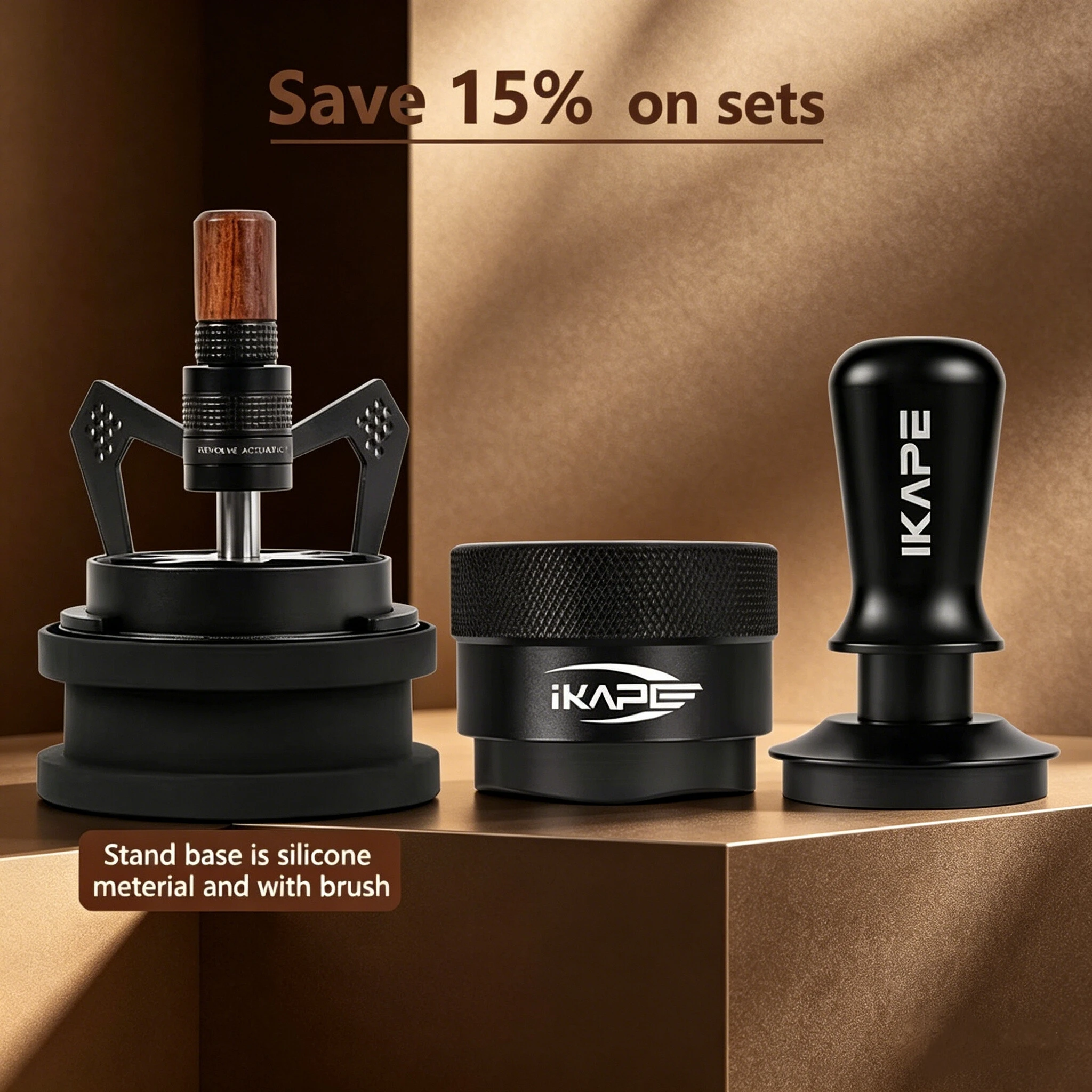 IKAPE Rotary WDT Tool Set,0.4mm 10 Needle WDT Tool,Espresso Tamper,Coffee Distributor,Espresso Machine Accessories