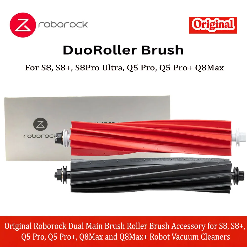 Original Roborock Dual Main Brush Accessories for S8, S8+, Q5 Pro, Q5 Pro+, Q8Max, and Q8Max+ Robot Vacuum ，Roller Brush Parts