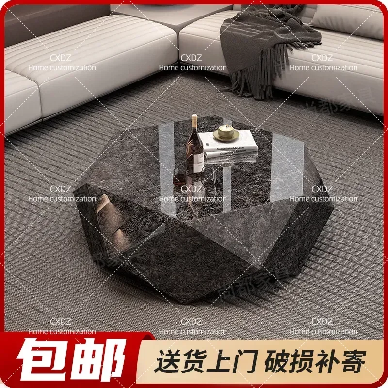 2025 New Diamond Brushed Stainless Steel Coffee Table Irregular Shape Modern Living Room Furniture for Small Apartment Home