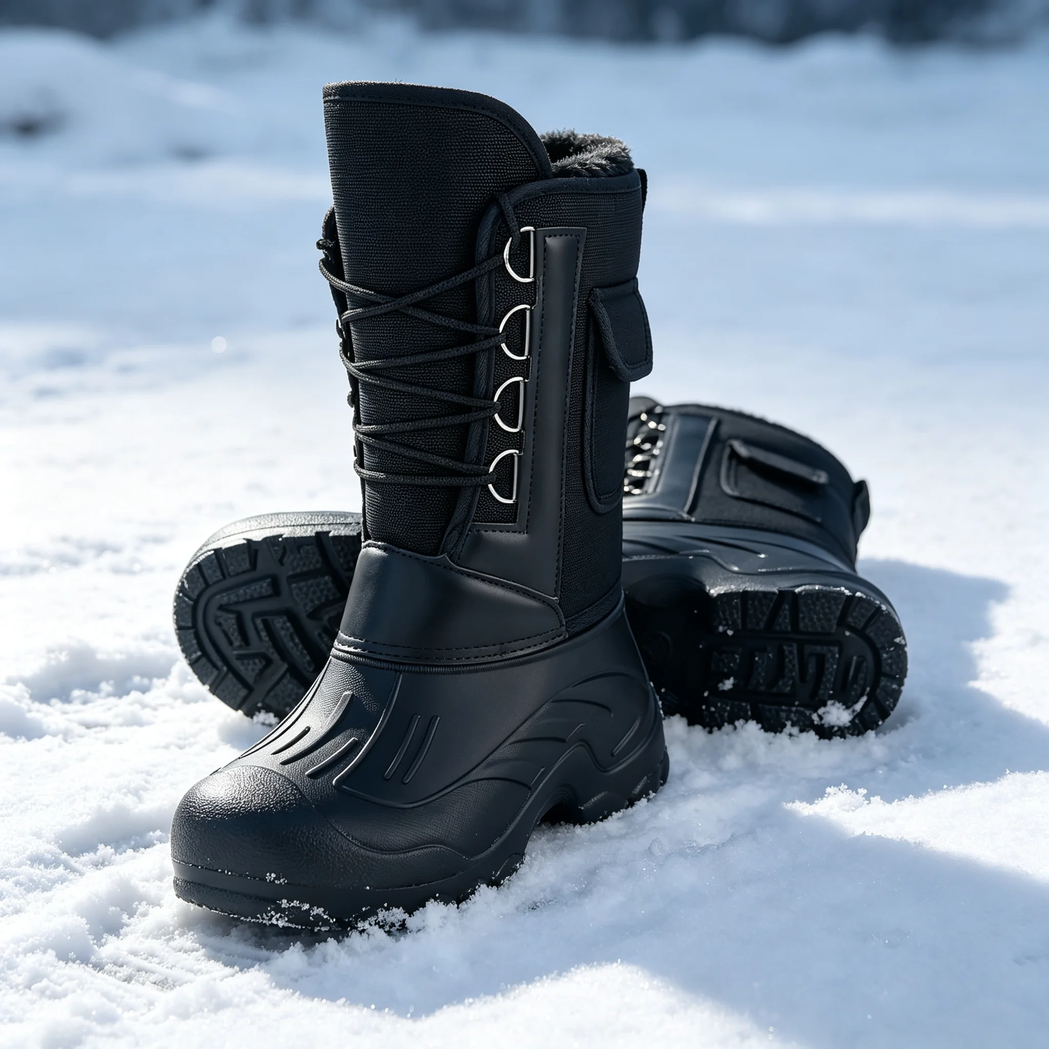 Men's Shoes Winter Fishing Warm Men's Boots Anti Slip Water Resistant Outdoor Snow Boots Detachable Fleece Lining Cold Weather