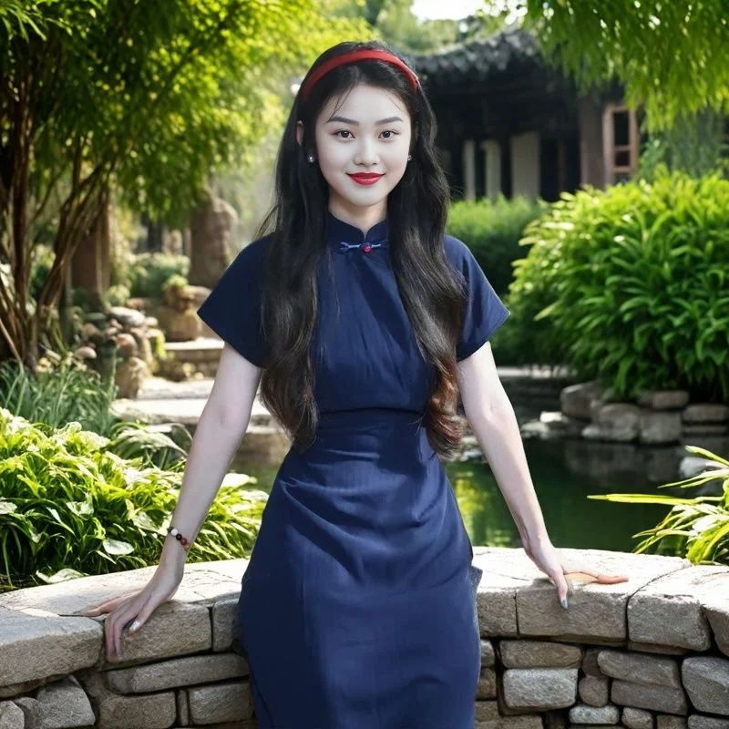 Vestidos de manga curta das mulheres noite 2025 mulher verão linho florais pétala borda ditsy alargamento balançando flowy regular ajuste piquenique chique