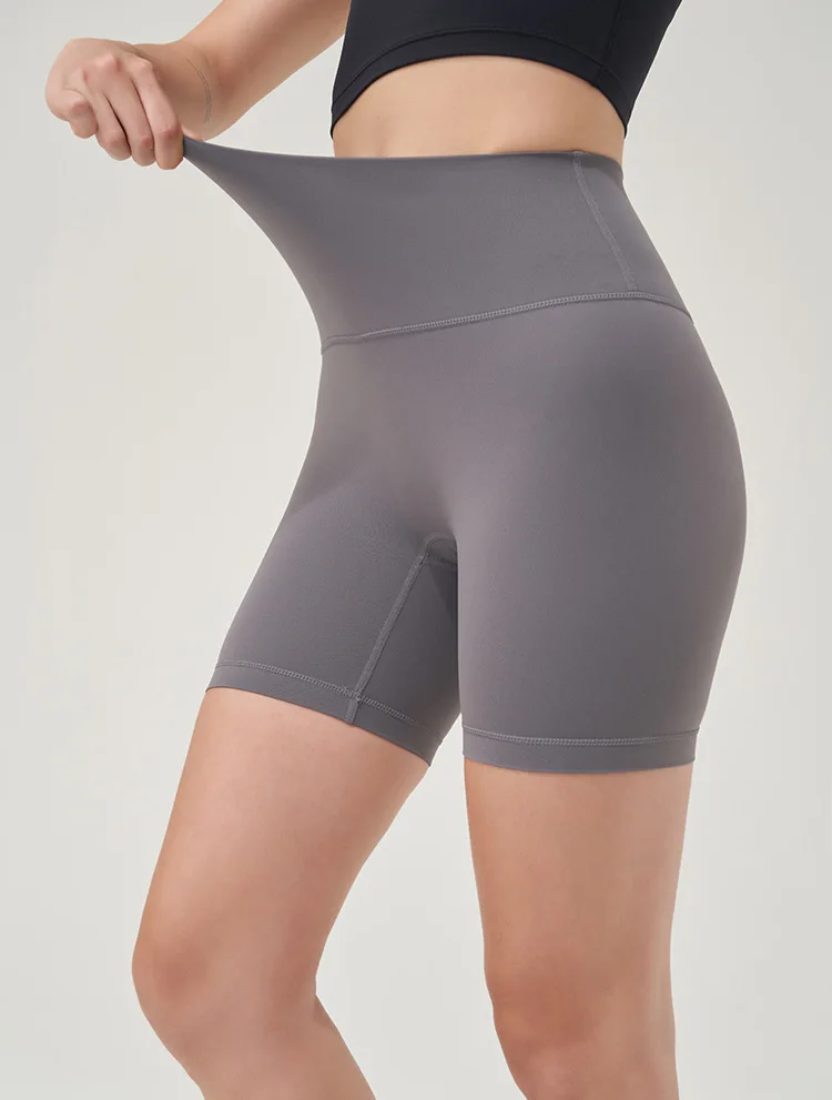 Double-Sided Brushed High-Waist Yoga Shorts for Women Butt-Lifting Fitness Shorts Quick-Dry Workout Shorts Three-quarters Pant